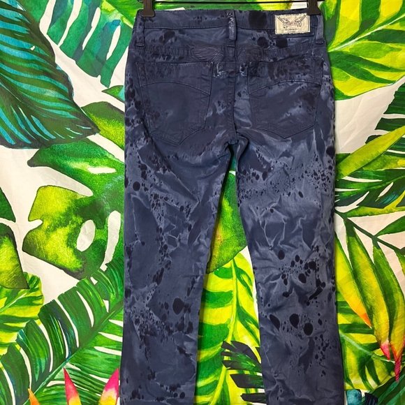 GUC Robin's Jeans Size 24 Dark Blue Tie Dye Slim Skinny Embroidered Luxury Jeans - Picture 6 of 11